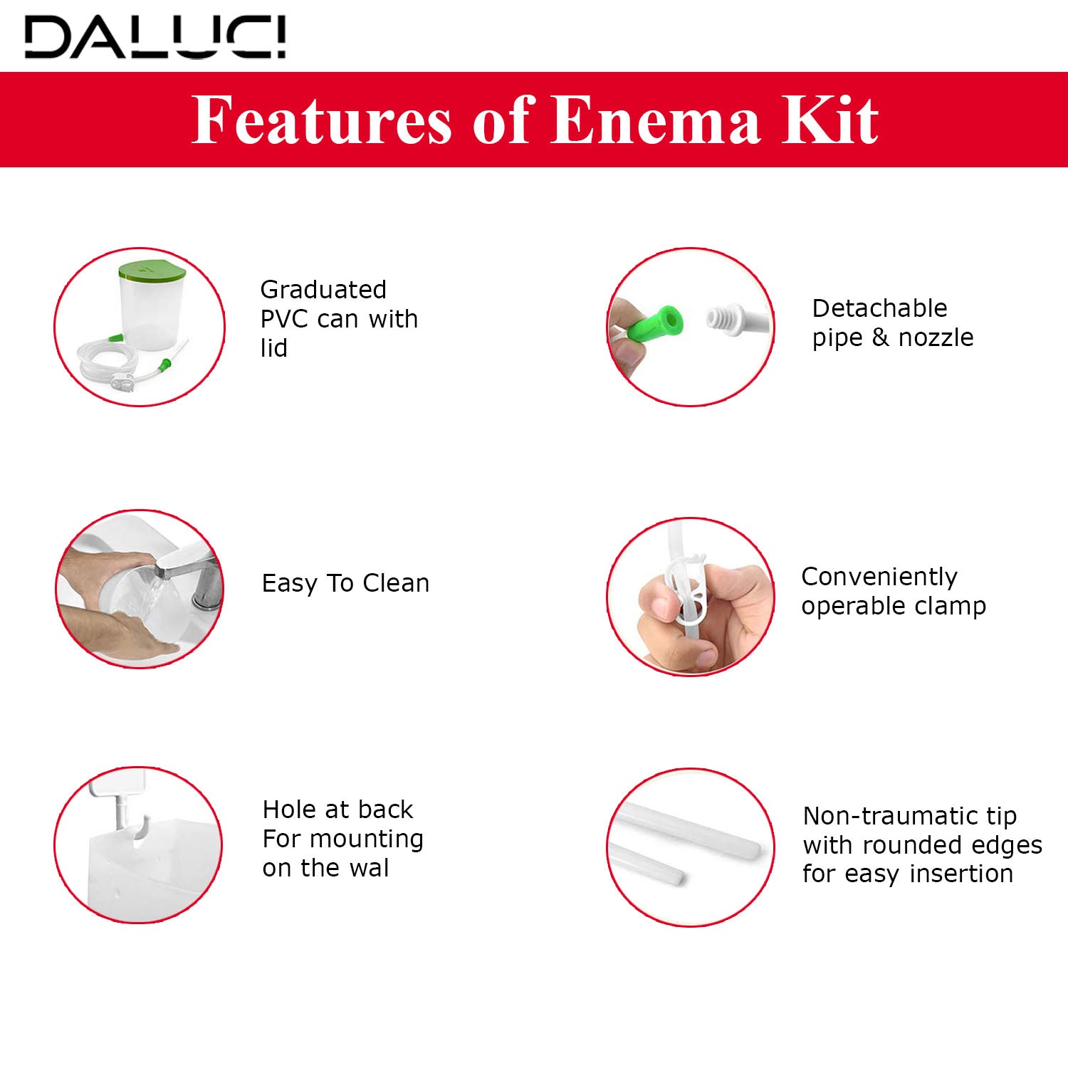 DALUCI PVC Enema kit | Enema kit for adults and for home use with instruction manual for Men And Women | 1.5 Liter