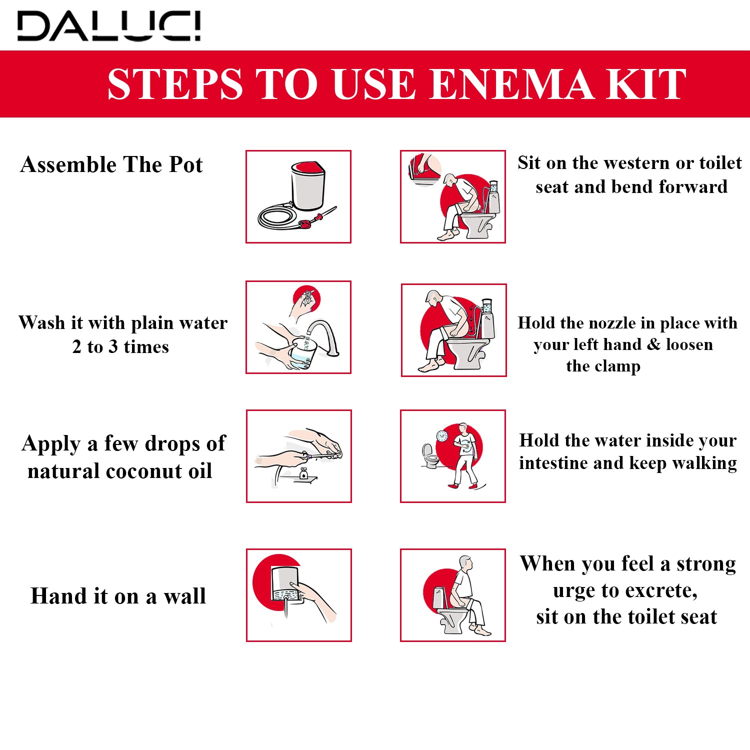 DALUCI PVC Enema kit | Enema kit for adults and for home use with instruction manual for Men And Women | 1.5 Liter