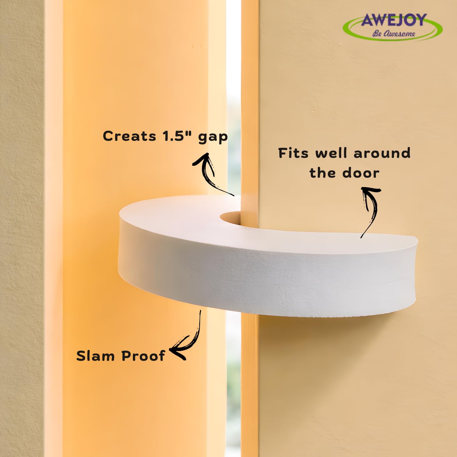 Baby Safety Door Stopper Guard (Pack of 4)| Soft Foam Door Jammer for Home | Prevents Finger Injuries & Door Slamming | Baby Proofing Door Guard for Kids & Pets