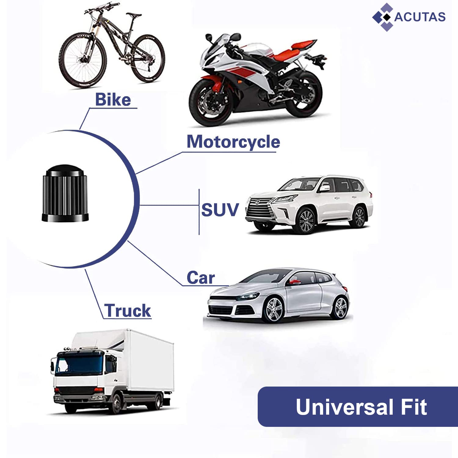 ACUTAS 100 Pcs Car Wheel Universal Tire Stem Covers for Cars, SUVs, Bike and Bicycle, Trucks, Motorcycles Heavy-Duty Valve Cap Stem Air Valve Caps (Black, Pack Of 100)