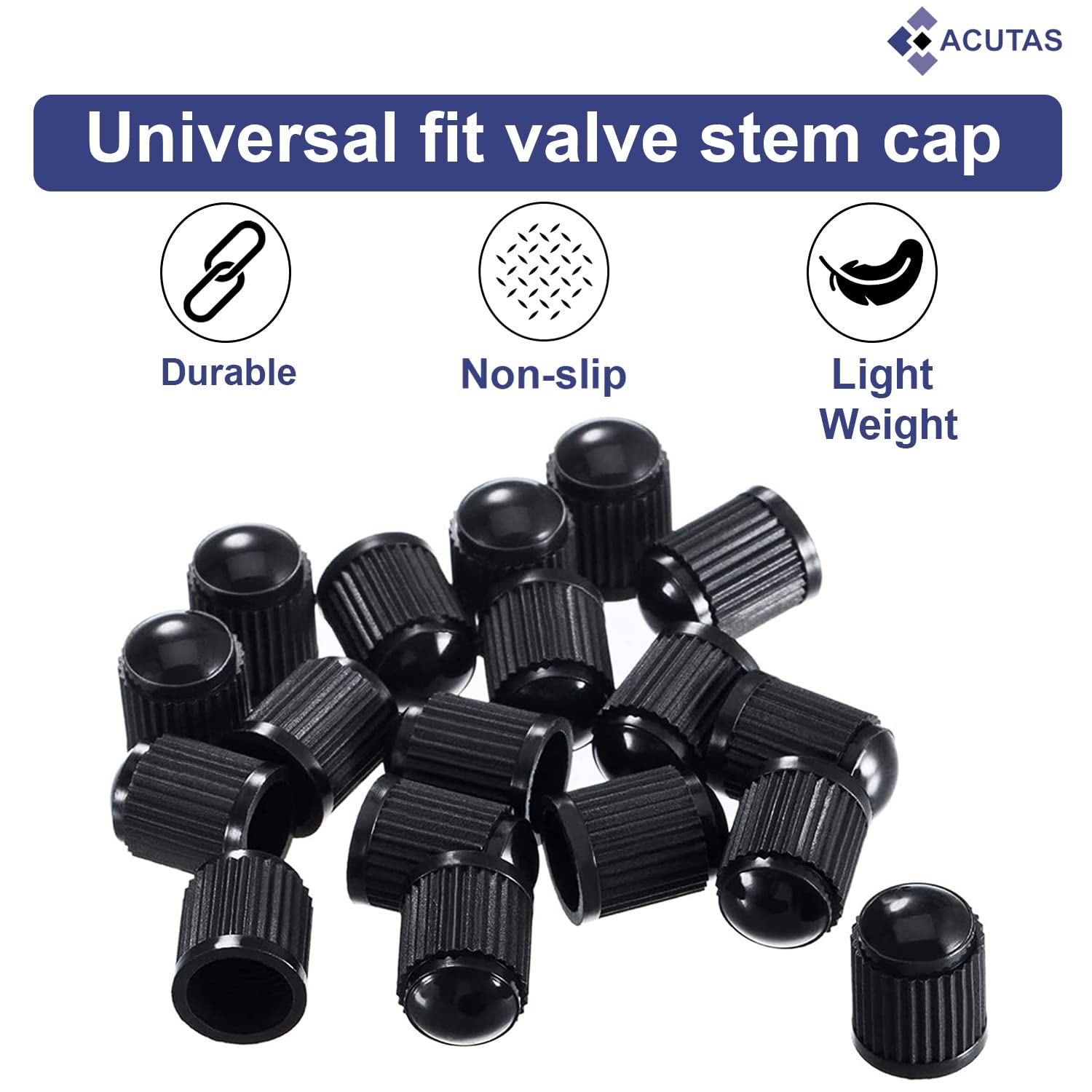 ACUTAS 100 Pcs Car Wheel Universal Tire Stem Covers for Cars, SUVs, Bike and Bicycle, Trucks, Motorcycles Heavy-Duty Valve Cap Stem Air Valve Caps (Black, Pack Of 100)