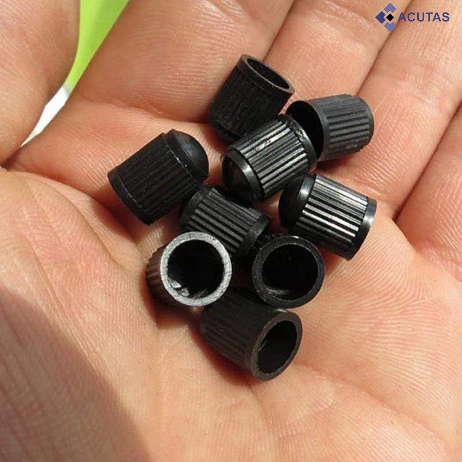 ACUTAS 100 Pcs Car Wheel Universal Tire Stem Covers for Cars, SUVs, Bike and Bicycle, Trucks, Motorcycles Heavy-Duty Valve Cap Stem Air Valve Caps (Black, Pack Of 100)
