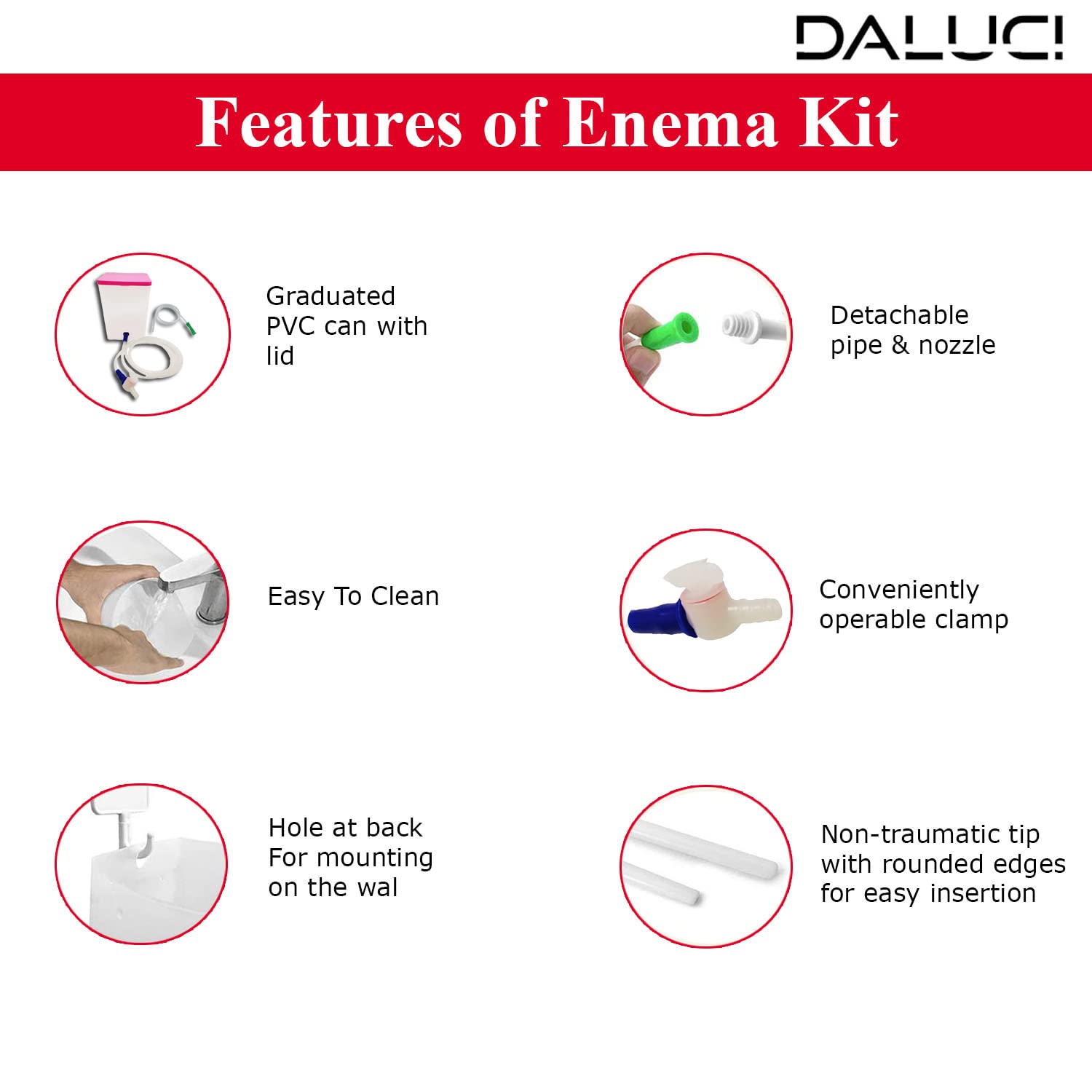 DALUCI? PVC Enema Kit for Home Use with instruction  | 1500 ml Square Pot Pack Of 1  | Easily Use for men and women | Reusable & washable |