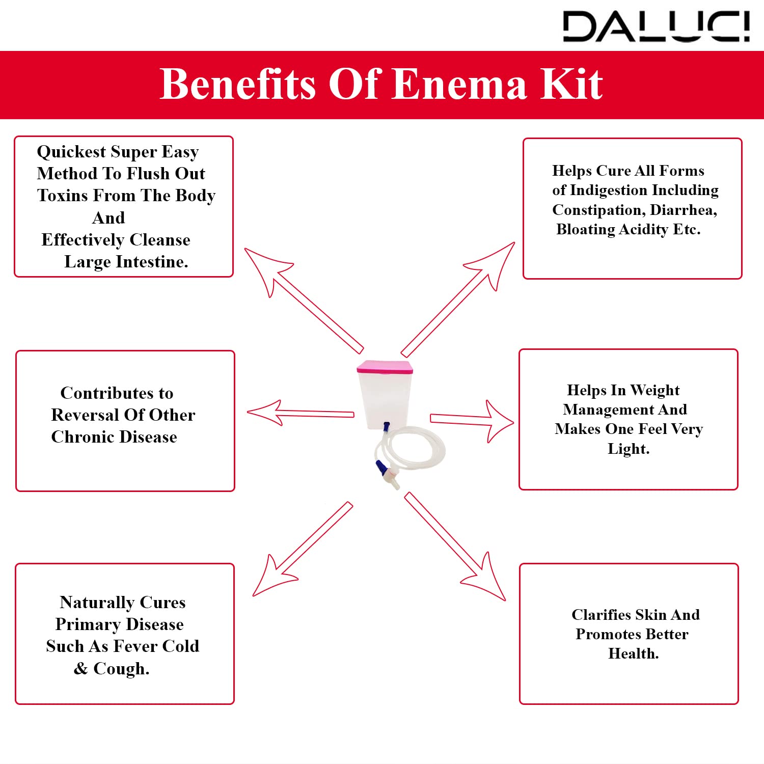 DALUCI? PVC Enema Kit for Home Use with instruction  | 1500 ml Square Pot Pack Of 1  | Easily Use for men and women | Reusable & washable |