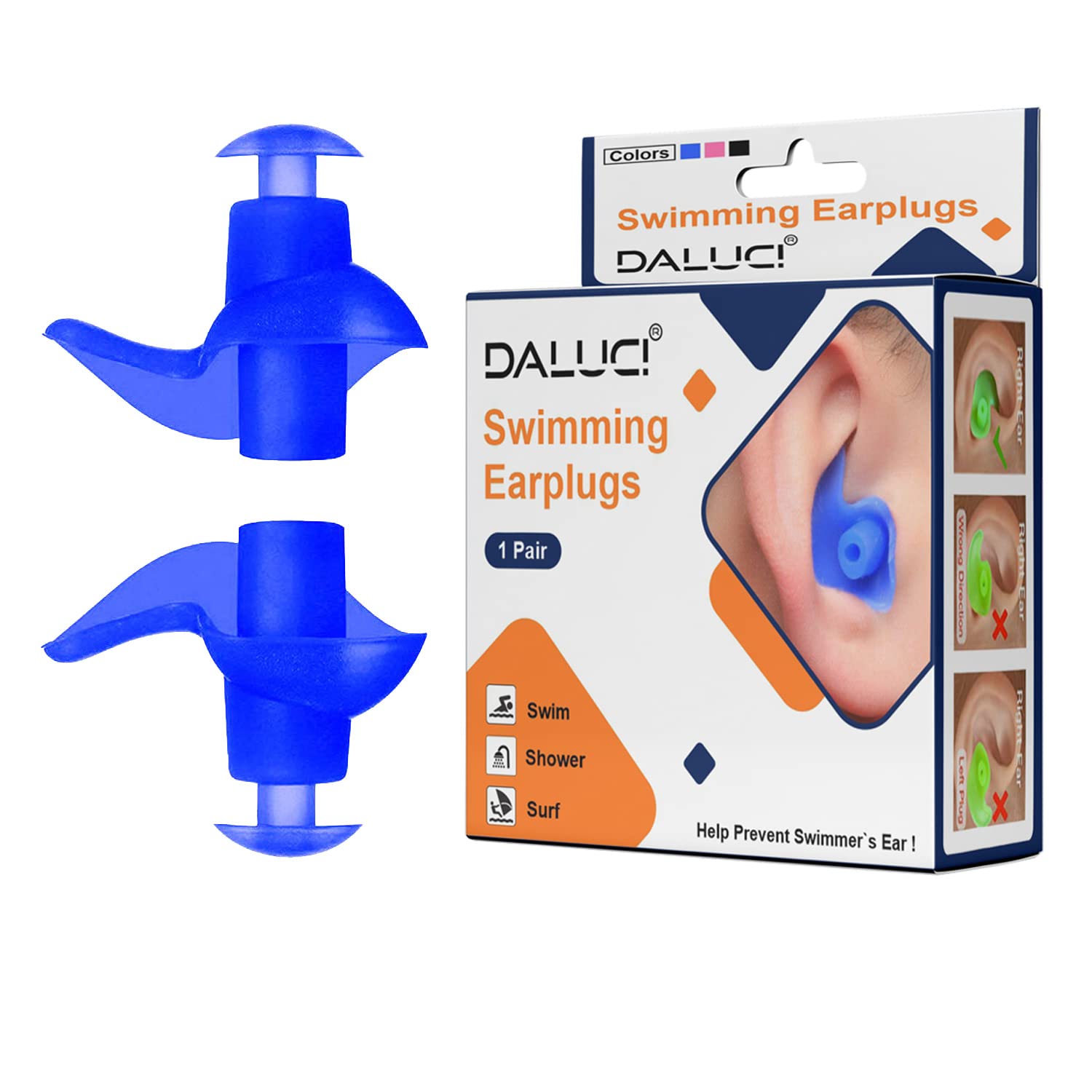DALUCI The Ultimate Waterproof Silicone Swim Earplugs for Swimmers and Divers of All Ages Enjoy Swimming or Diving with These Soft, Comfortable and Durable Swim Earplugs