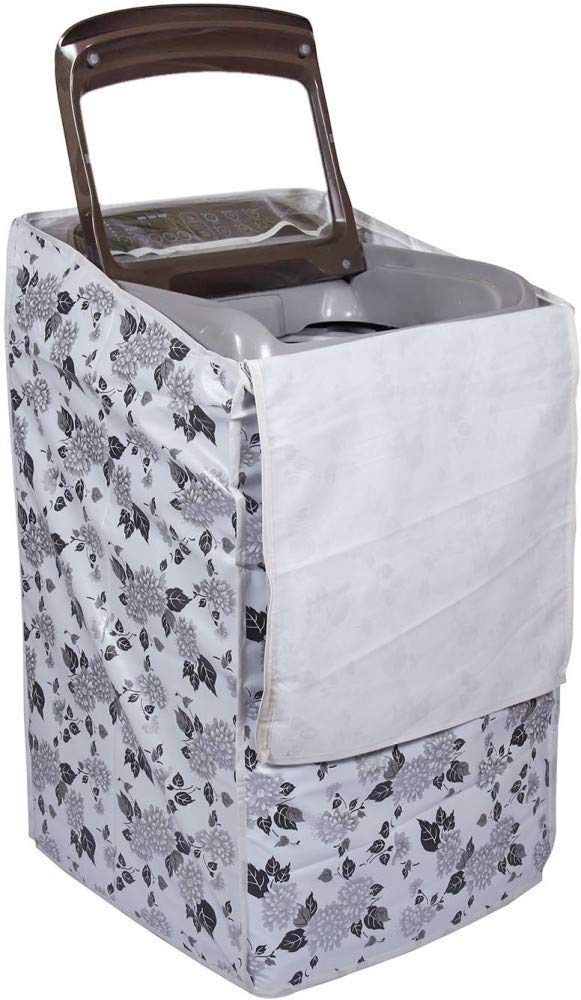 DALUCI Top Load Washing Machine Cover Suitable for Samsung Back Panel 6.5 Kg | 7.0 Kg | 7.5 Kg ONLY (Half White & Grey, 55Cms x 55Cms x 92Cms)