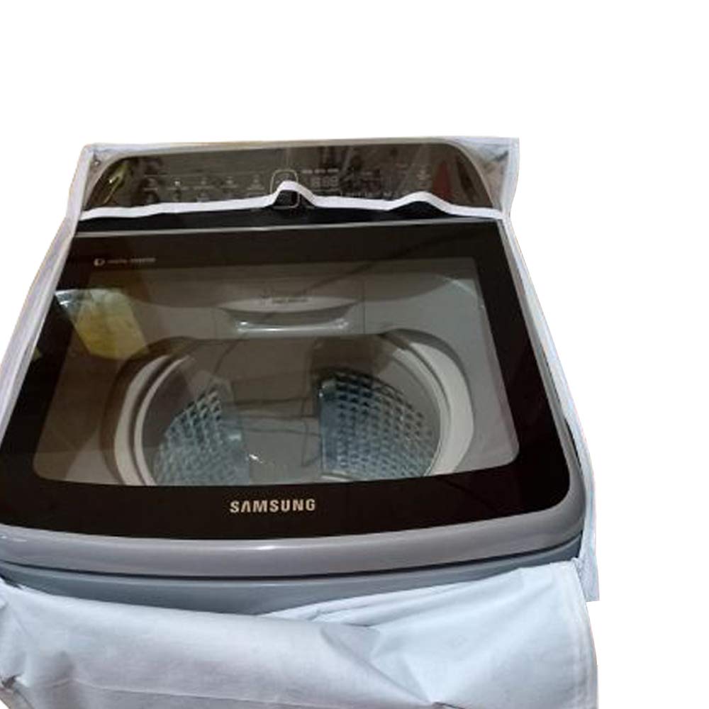 DALUCI Top Load Washing Machine Cover Suitable for Samsung Back Panel 6.5 Kg | 7.0 Kg | 7.5 Kg ONLY (Half White & Grey, 55Cms x 55Cms x 92Cms)