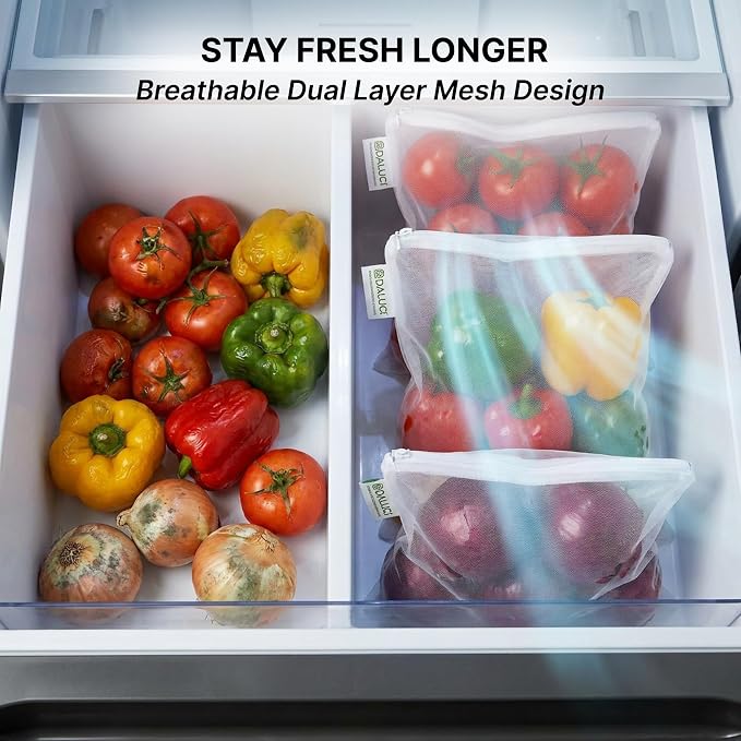 Reusable Fridge Storage Bags,Heavy Duty & Premium Quality,Set of 12.