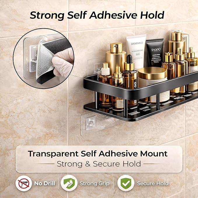 Bathroom Shelf Without Drill for Wall | Self Adhesive Bathroom Organiser.