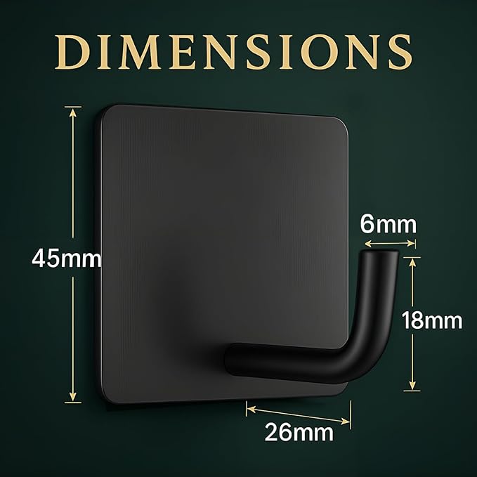 Metal Square J Hook Black, Heavy Duty & Premium Quality.