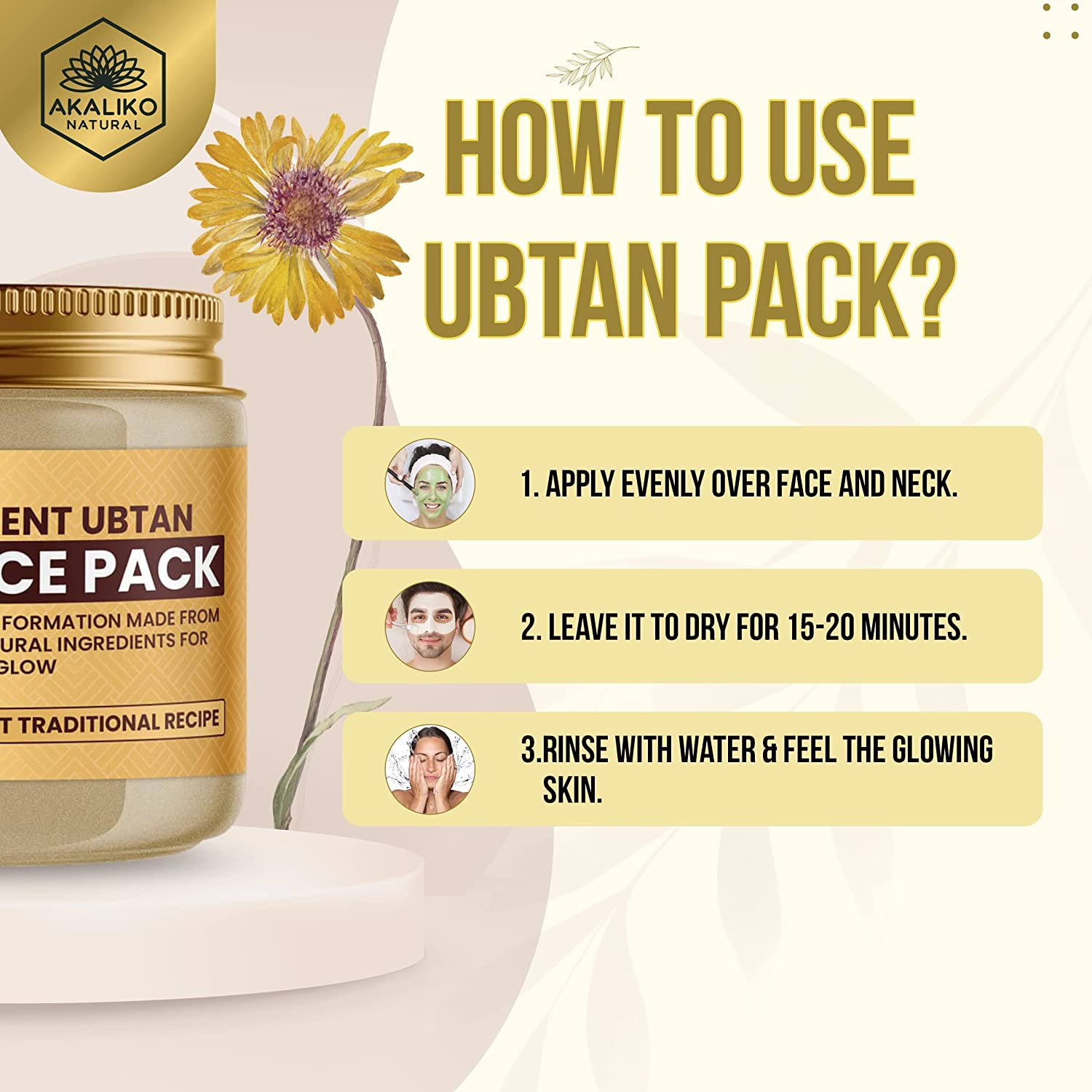 AKALIKO NATURAL Ancient Ubtan Face Pack for Glowing Skin, Pigmentation & Brightening