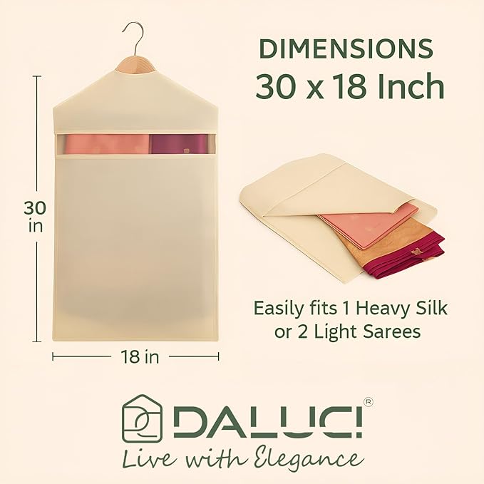 Hanging Cotton Saree Covers without Pocket,Heavy Duty & Premium Quality
