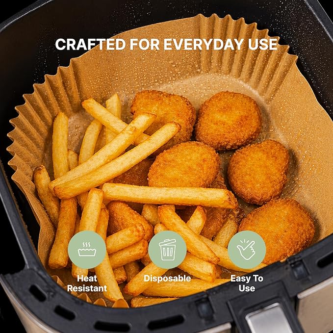 Air Fryer Paper Liners 100 PCS Disposable Air Fryer Liners Parchment Paper Sheets.