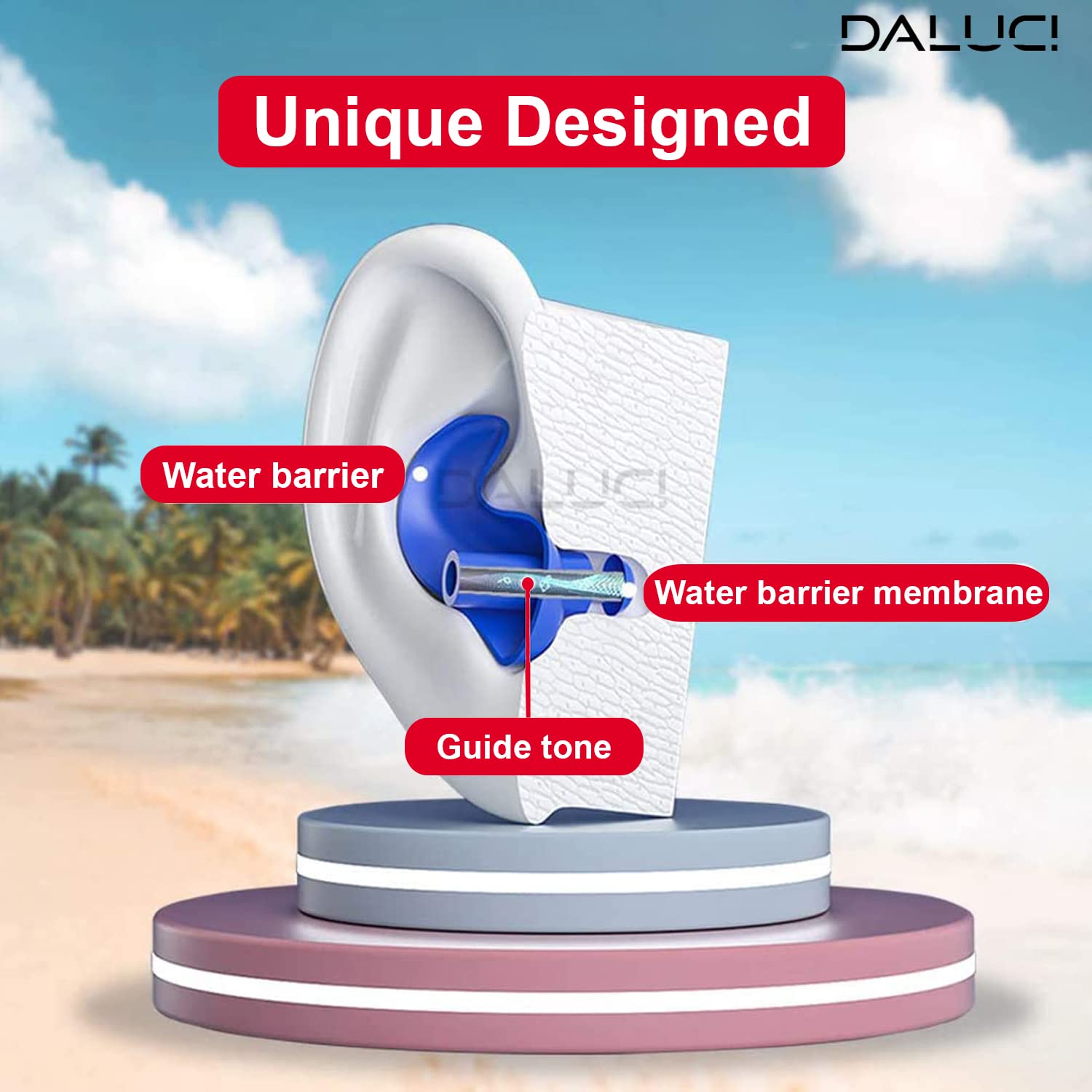 DALUCI The Ultimate Waterproof Silicone Swim Earplugs for Swimmers and Divers of All Ages Enjoy Swimming or Diving with These Soft, Comfortable and Durable Swim Earplugs