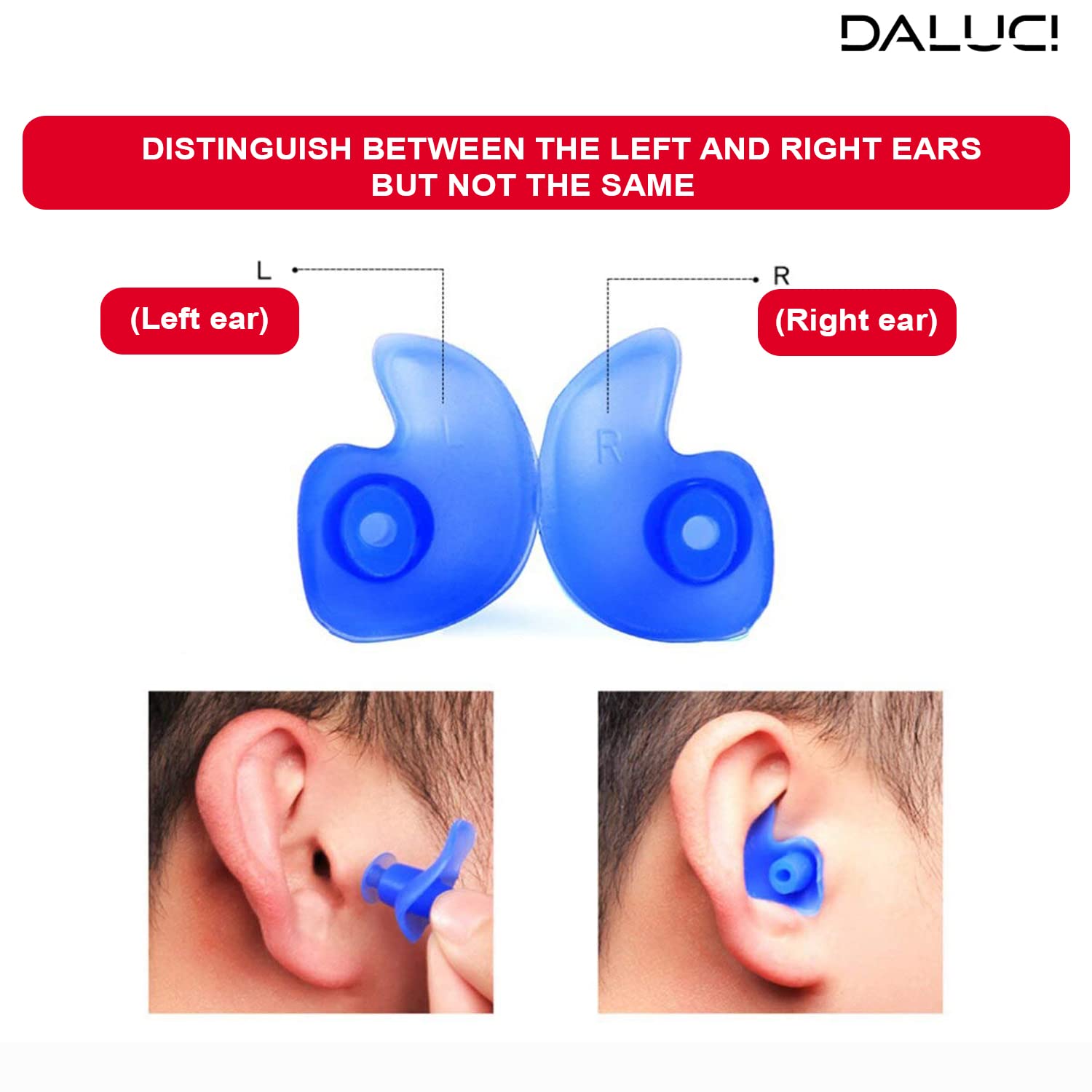 DALUCI The Ultimate Waterproof Silicone Swim Earplugs for Swimmers and Divers of All Ages Enjoy Swimming or Diving with These Soft, Comfortable and Durable Swim Earplugs