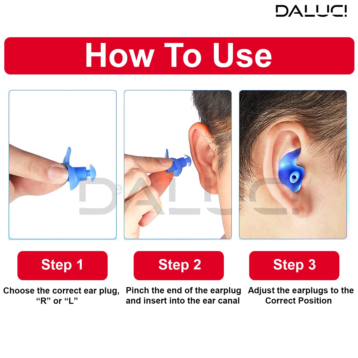 DALUCI The Ultimate Waterproof Silicone Swim Earplugs for Swimmers and Divers of All Ages Enjoy Swimming or Diving with These Soft, Comfortable and Durable Swim Earplugs