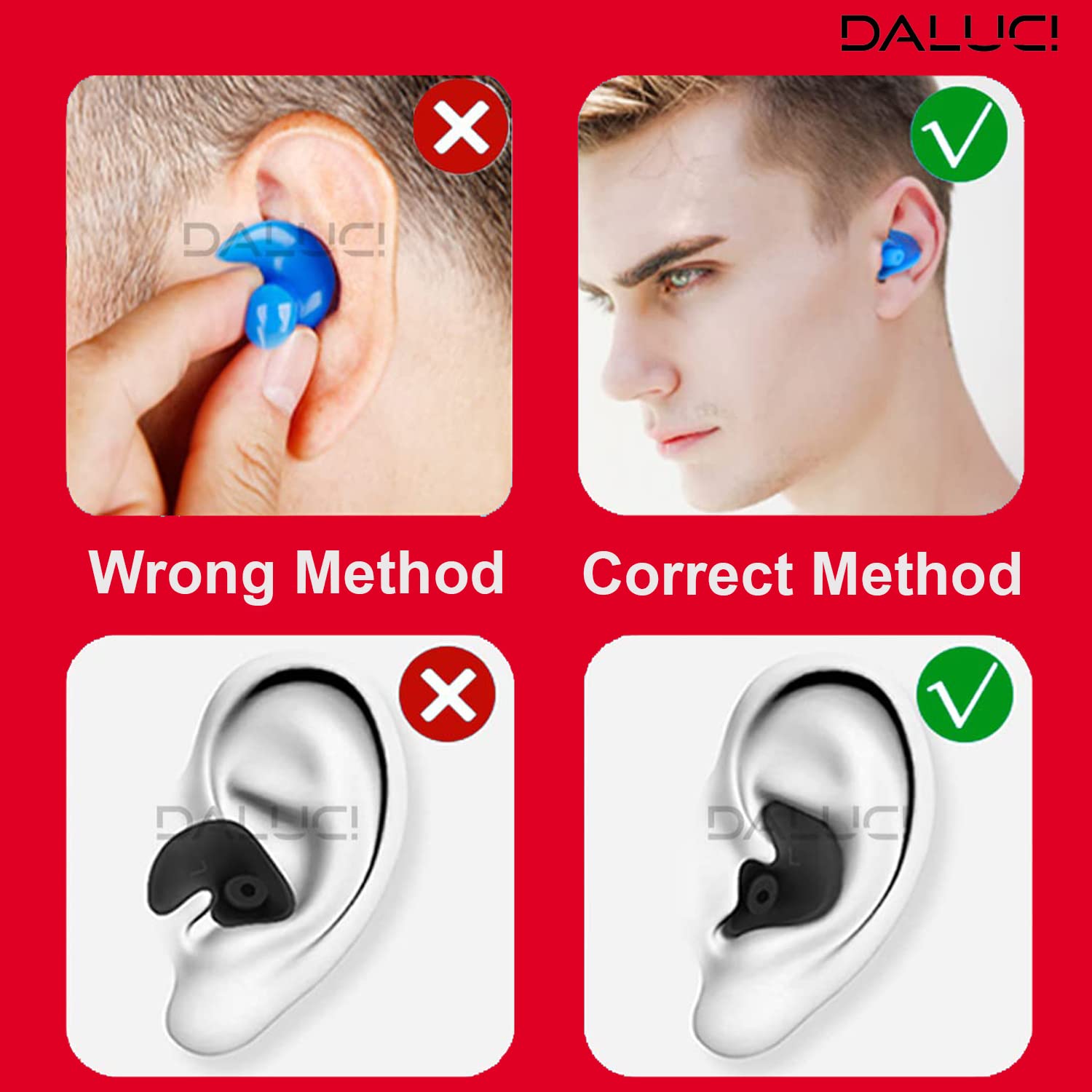 DALUCI The Ultimate Waterproof Silicone Swim Earplugs for Swimmers and Divers of All Ages Enjoy Swimming or Diving with These Soft, Comfortable and Durable Swim Earplugs
