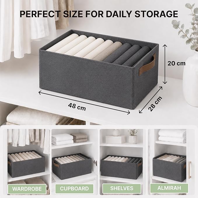 Rectangle Storage Baskets [Grey], Heavy Duty & Premium Quality