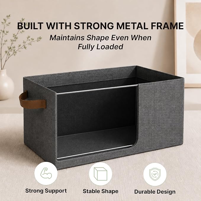 Rectangle Storage Baskets [Grey], Heavy Duty & Premium Quality
