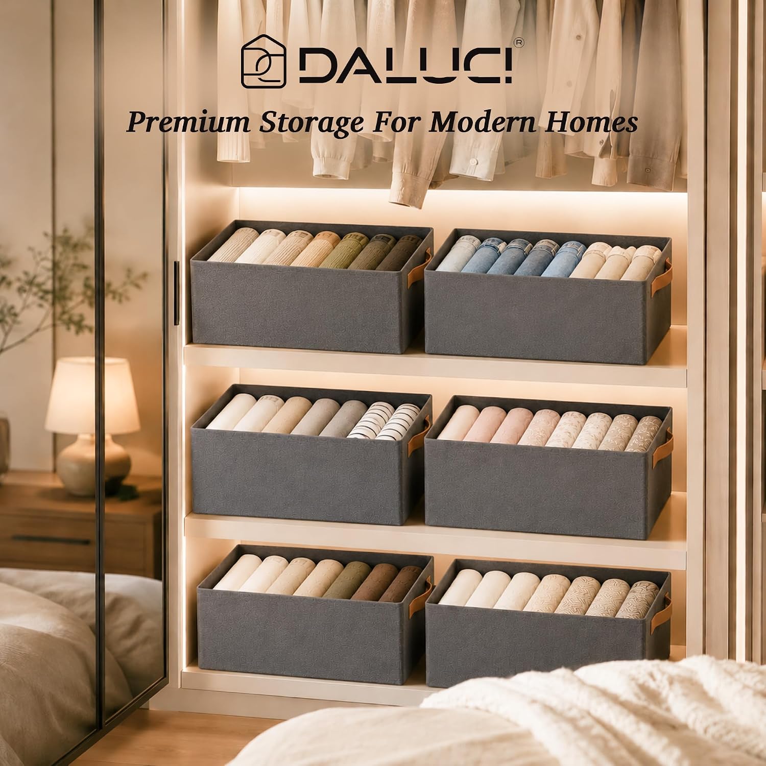 Rectangle Storage Baskets [Grey], Heavy Duty & Premium Quality